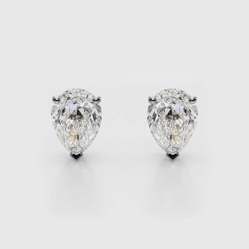 14K Natural Diamond Pear Cut Stud Earrings