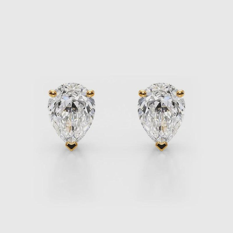 14K 1ct Lab Grown Diamond Pear Cut Stud Earrings