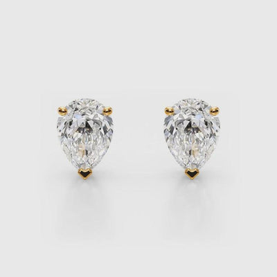 14K Lab Grown Diamond Pear Cut Stud Earrings