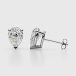 18K Solid Gold Natural Diamond Pear-Cut Stud Earrings - Detail | Riyanika Jewels