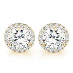 14K Lab Grown Diamond Round Cut Halo Stud Earrings