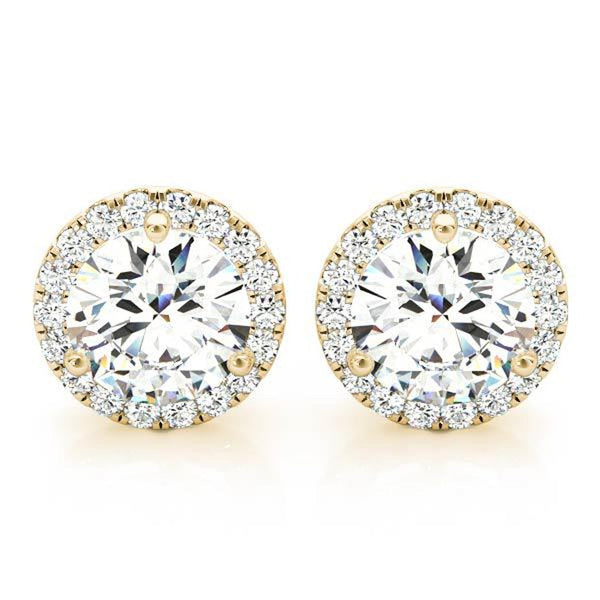 14K Lab Grown Diamond Round Cut Halo Stud Earrings