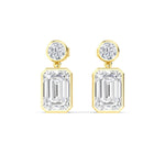 18K Solid Gold 2.32 Ct Emerald & Round Lab Grown Diamond Drop Earrings - Alternate Angle