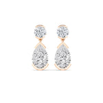 18K Solid Gold 2.19 Ct Pear & Round Cut Natural Diamond Drop Earrings - Alternate Angle