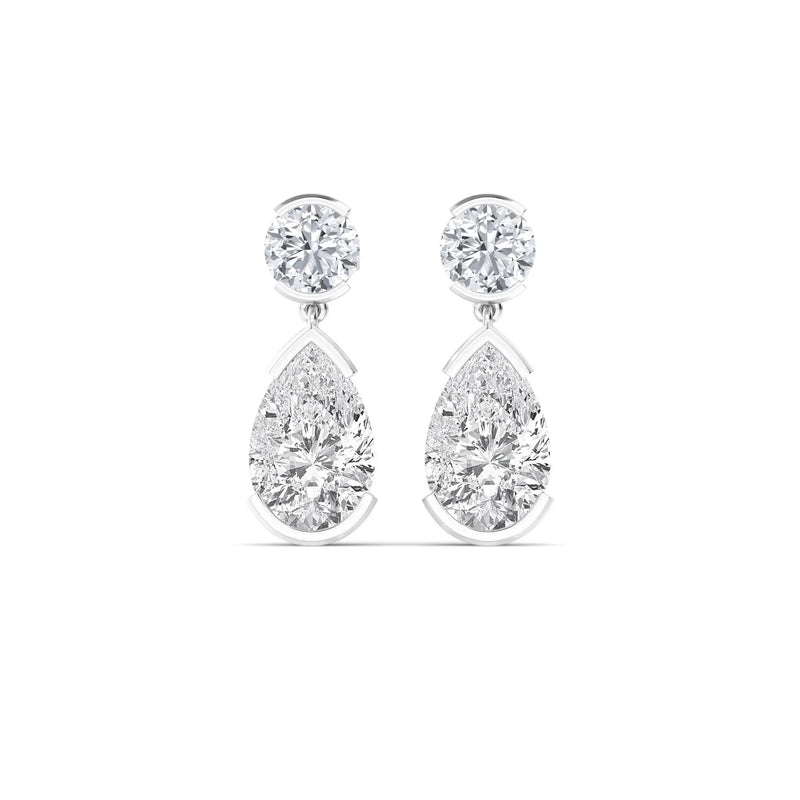 14K 2.19ct Lab Grown Diamond Round Cut Drop Earrings
