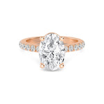 14K 3ct Natural Diamond Oval Cut Solitaire Engagement Ring