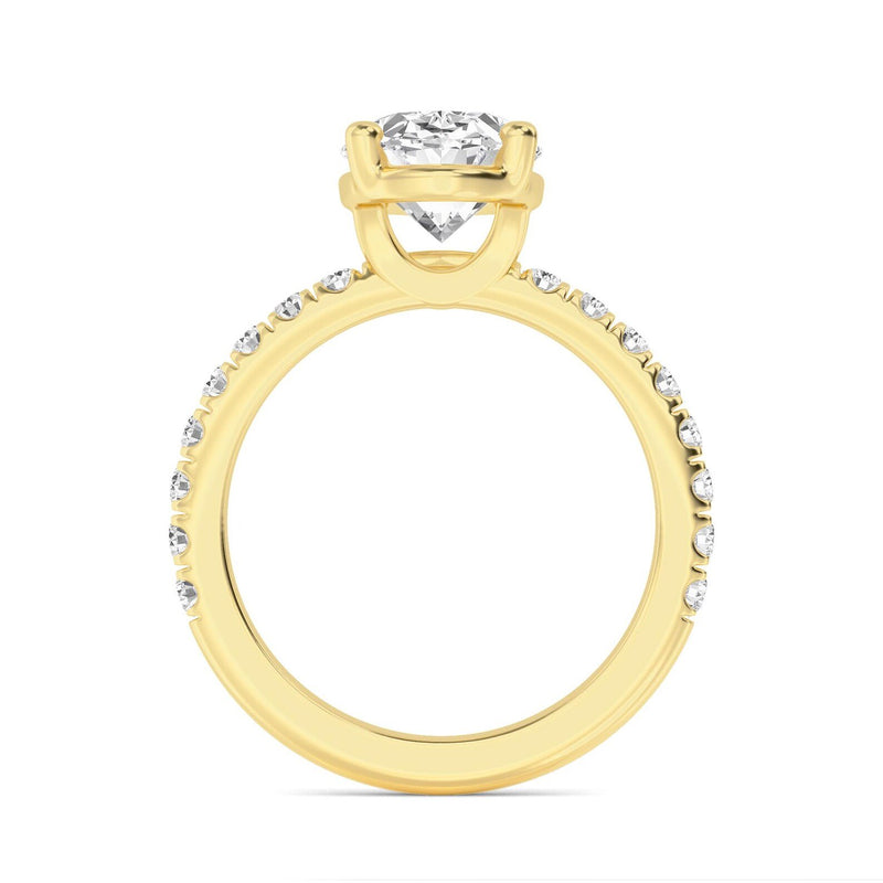 18K Solid Gold 3.04 Ct Oval Cut Natural Diamond Hidden Halo Engagement Ring - Detail