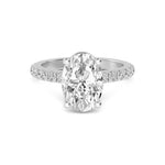 18K Solid Gold 3.04 Ct Oval Cut Natural Diamond Hidden Halo Engagement Ring