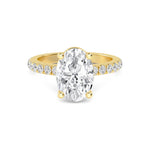 18K Solid Gold 3.04 Ct Oval Cut Lab Grown Diamond Hidden Halo Engagement Ring - Close Up