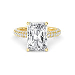 18K Solid Gold 5.71 Ct Radiant Cut Hidden Halo Lab Grown Diamond Engagement Ring - Close Up
