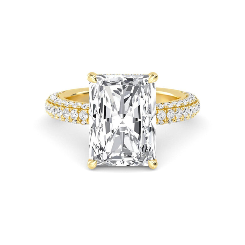 18K Solid Gold 5.71 Ct Radiant Cut Hidden Halo Lab Grown Diamond Engagement Ring - Close Up