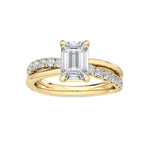 18K Solid Gold 2.13Ct Emerald Cut Lab Grown Diamond Engagement Ring - View 6 | Riyanika Jewels