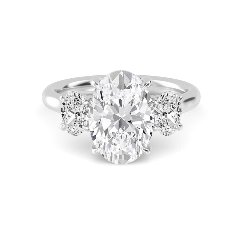 14K 2.5ct Natural Diamond Oval Cut Three Stone Engagement Ring