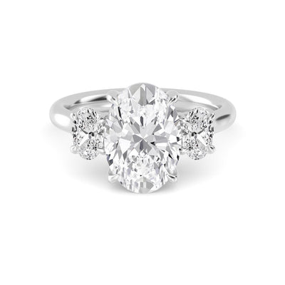 14K 2.72ct Lab Grown Diamond Oval Cut Three Stone Engagement Ring