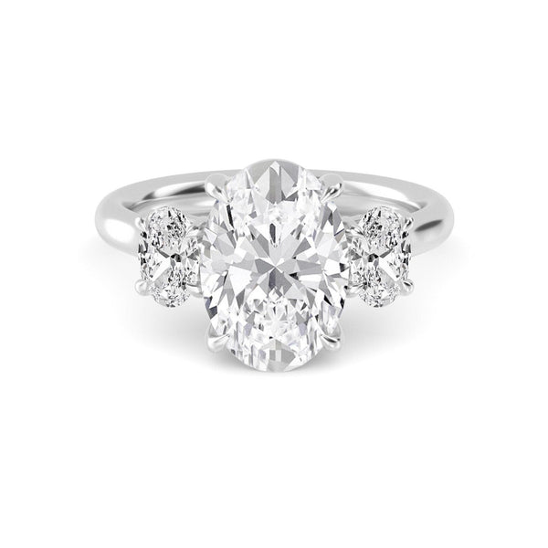 14K 2.72ct Lab Grown Diamond Oval Cut Three Stone Engagement Ring