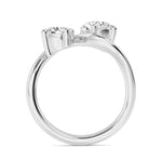 18K Solid Gold 1.51ct Pear & Round Cut Natural Diamond Bypass Toi Et Moi Engagement Ring - Detail