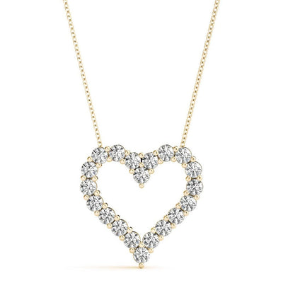 18K Solid Gold 0.60 CT Natural Diamond Heart Pendant Necklace