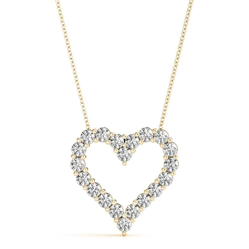 18K Solid Gold Natural Diamond 0.80 CT Heart Pendant Necklace