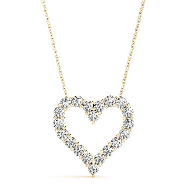 18K Solid Gold Natural Diamond 0.80 CT Heart Pendant Necklace