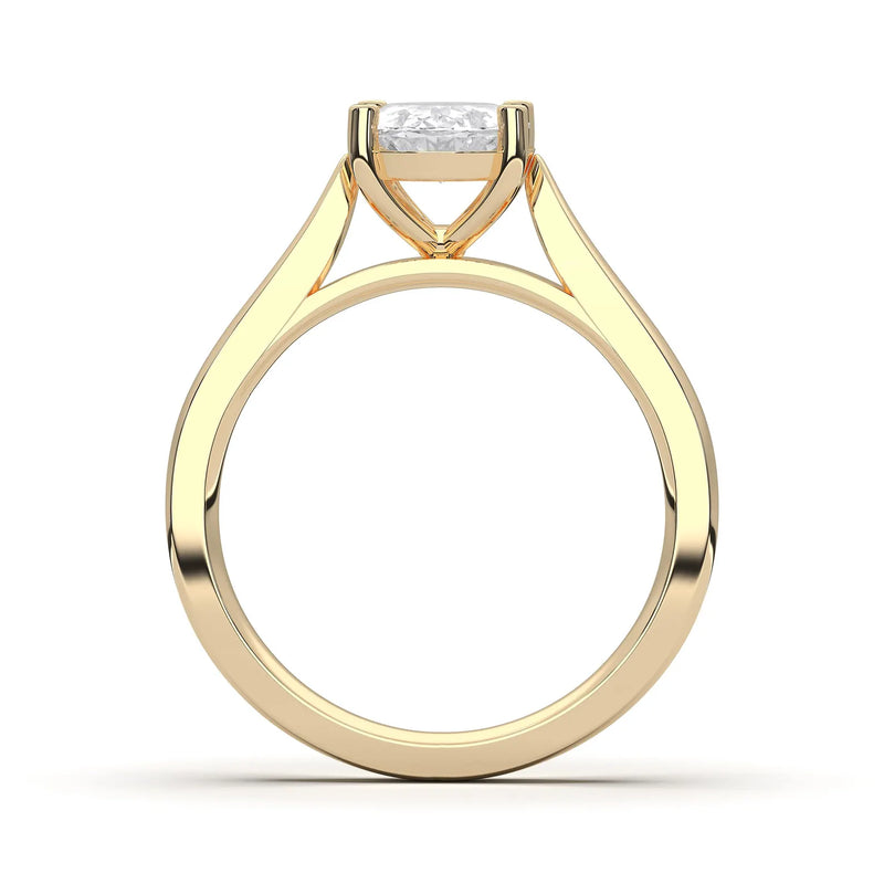 18K Solid Gold 1ct Oval Cut Natural Diamond Solitaire Engagement Ring - Detail | Riyanika Jewels