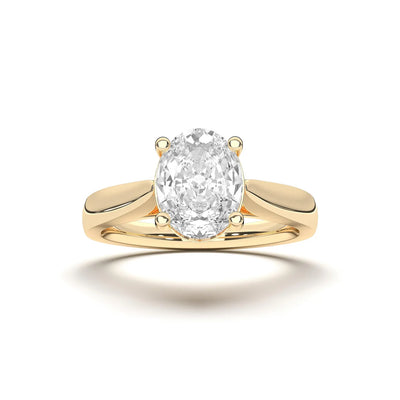 18K Solid Gold 1ct Oval Cut Natural Diamond Solitaire Engagement Ring