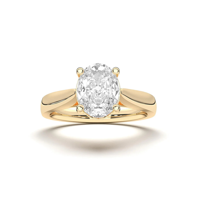 18K Solid Gold 1ct Oval Cut Natural Diamond Solitaire Engagement Ring
