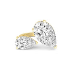 18K Solid Gold 4.00Ct Pear Cut Lab Grown Diamond Toi et Moi Engagement Ring - Detail
