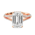 18K Solid Gold 3.09Ct Emerald Cut Natural Diamond Engagement Ring - Detail | Riyanika Jewels