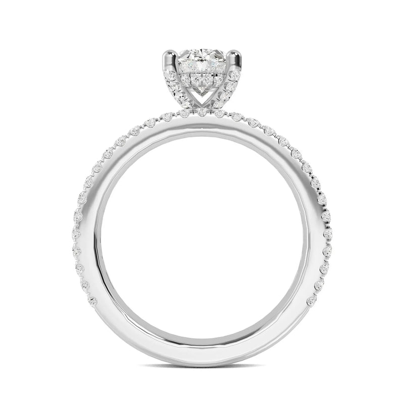 14K 2ct Natural Diamond Oval Cut Solitaire Engagement Ring