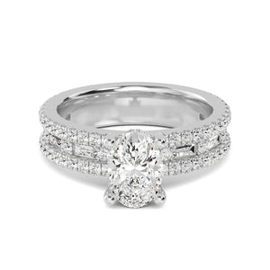 14K 2ct Natural Diamond Oval Cut Solitaire Engagement Ring