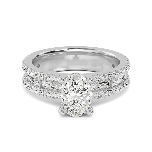 14K 2ct Natural Diamond Oval Cut Solitaire Engagement Ring