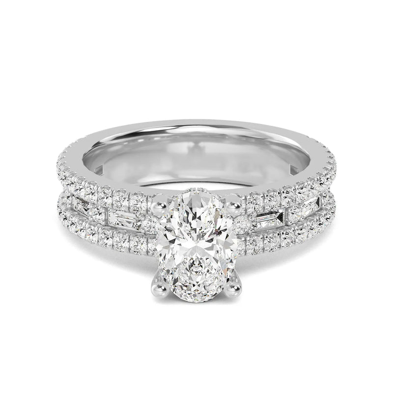 14K 2ct Natural Diamond Oval Cut Solitaire Engagement Ring