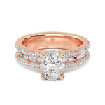 18K Solid Gold 2.14 Ct Oval Split Shank Natural Diamond Engagement Ring - Detail | Riyanika Jewels