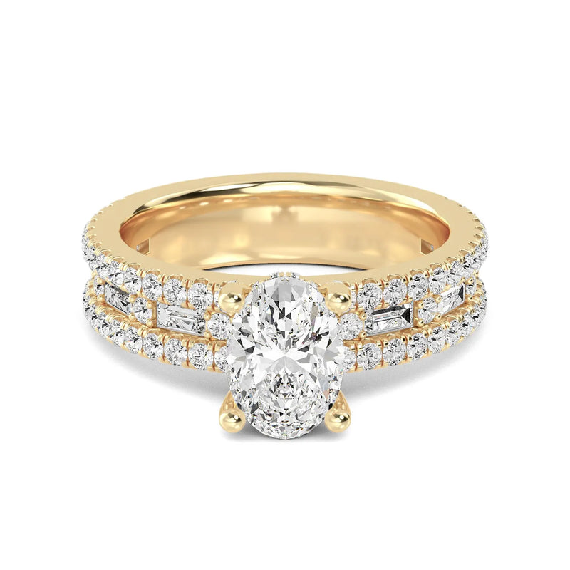 14K 2.5ct Lab Grown Diamond Oval Cut Pave Engagement Ring