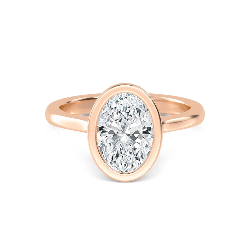 14K 2.5ct Lab Grown Diamond Oval Cut Bezel Engagement Ring