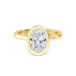 18K Solid Gold 2.13 Ct Bezel Set Oval Lab Grown Diamond Engagement Ring - View 6 | Riyanika Jewels