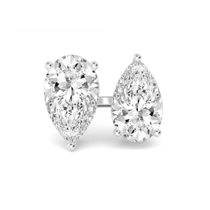 14K 4ct Natural Diamond Pear Cut Toi et Moi Engagement Ring
