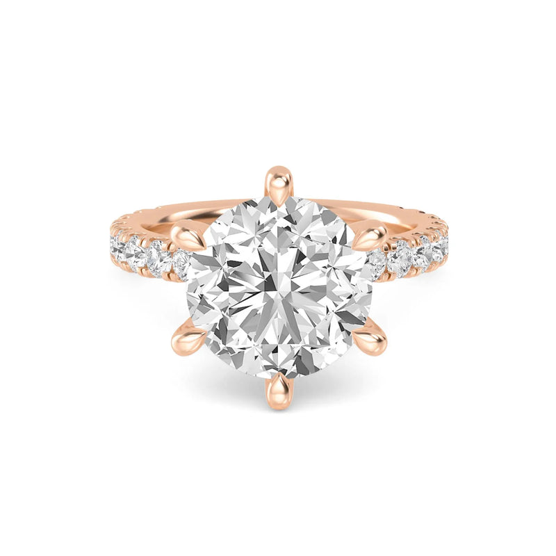 18K Solid Gold 3.01 CT Round Cut Natural Diamond Engagement Ring - Detail | Riyanika Jewels
