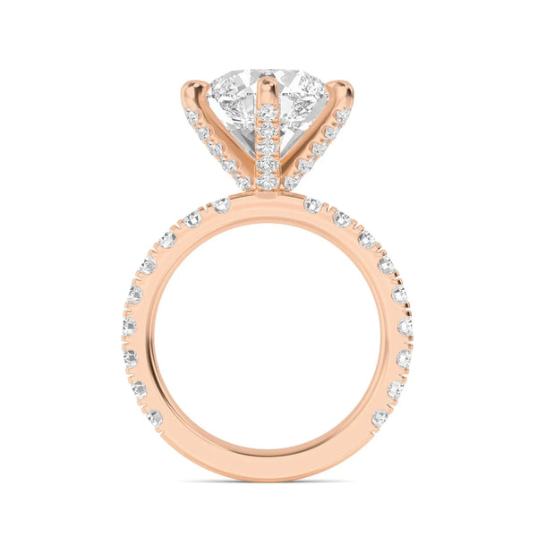 18K Solid Gold 3.01 CT Round Cut Natural Diamond Engagement Ring - Side View | Riyanika Jewels