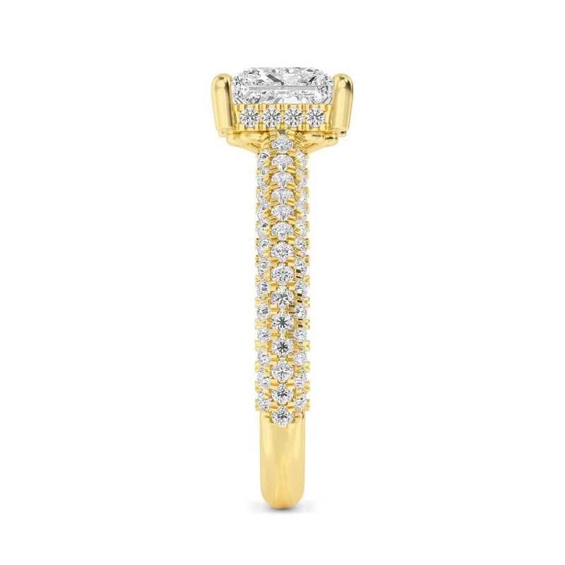 18K Solid Gold 2.06 CT Princess Cut Natural Diamond Engagement Ring - Side View | Riyanika Jewels