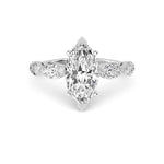 14K 2.5ct Lab Grown Diamond Marquise Cut Side Stone Engagement Ring