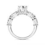 14K 2.5ct Lab Grown Diamond Marquise Cut Side Stone Engagement Ring
