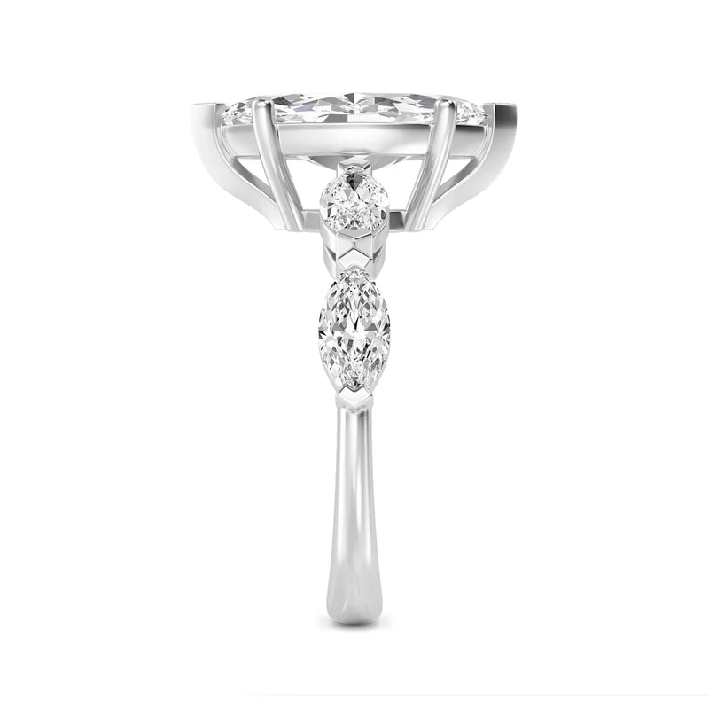 18K Solid Gold 2.33 Ct Marquise Natural Diamond Engagement Ring - View 6 | Riyanika Jewels