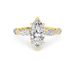 14K 2.5ct Lab Grown Diamond Marquise Cut Side Stone Engagement Ring