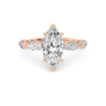 14K 2.5ct Lab Grown Diamond Marquise Cut Side Stone Engagement Ring