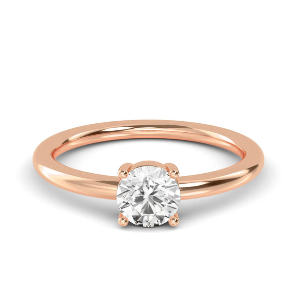 18K Solid Gold 0.52 Ct Round 4‑Prong Natural Diamond Solitaire Engagement Ring - Side View | Riyanika Jewels
