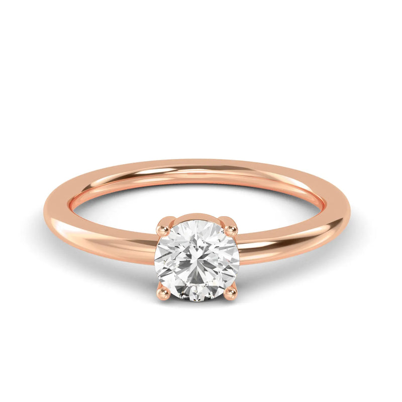 18K Solid Gold 0.52 Ct Round 4‑Prong Natural Diamond Solitaire Engagement Ring - Side View