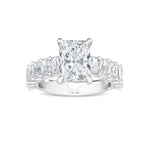 14K 3.5ct Lab Grown Diamond Radiant Cut Side Stone Engagement Ring