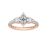 18K Solid Gold 1.67Ct Marquise Cut Lab Grown Diamond Engagement Ring with Pear Side Stones - Detail