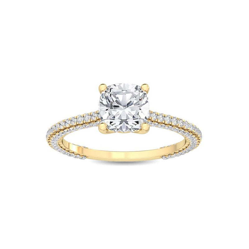 18K Solid Gold 1.21Ct Cushion Cut Lab Grown Diamond Engagement Ring - Close Up | Riyanika Jewels